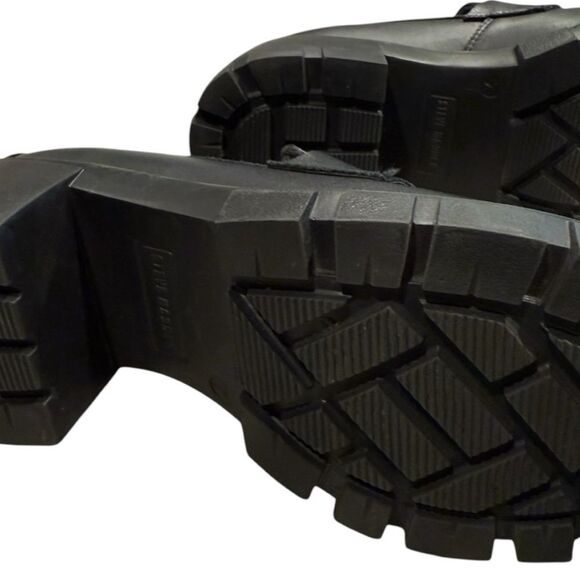 Steve Madden Black Leather Chunky Platform Flats - Picture 4 of 7